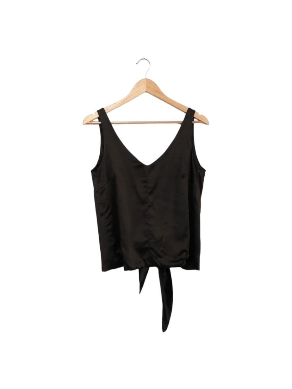 Lulus Luxury Lifestyle Black Satin Tie-Back Tank Top